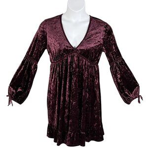Chelsea & Violet NWT Womens M Babydoll Burgundy Velvet Dress Witchy Whimsigoth